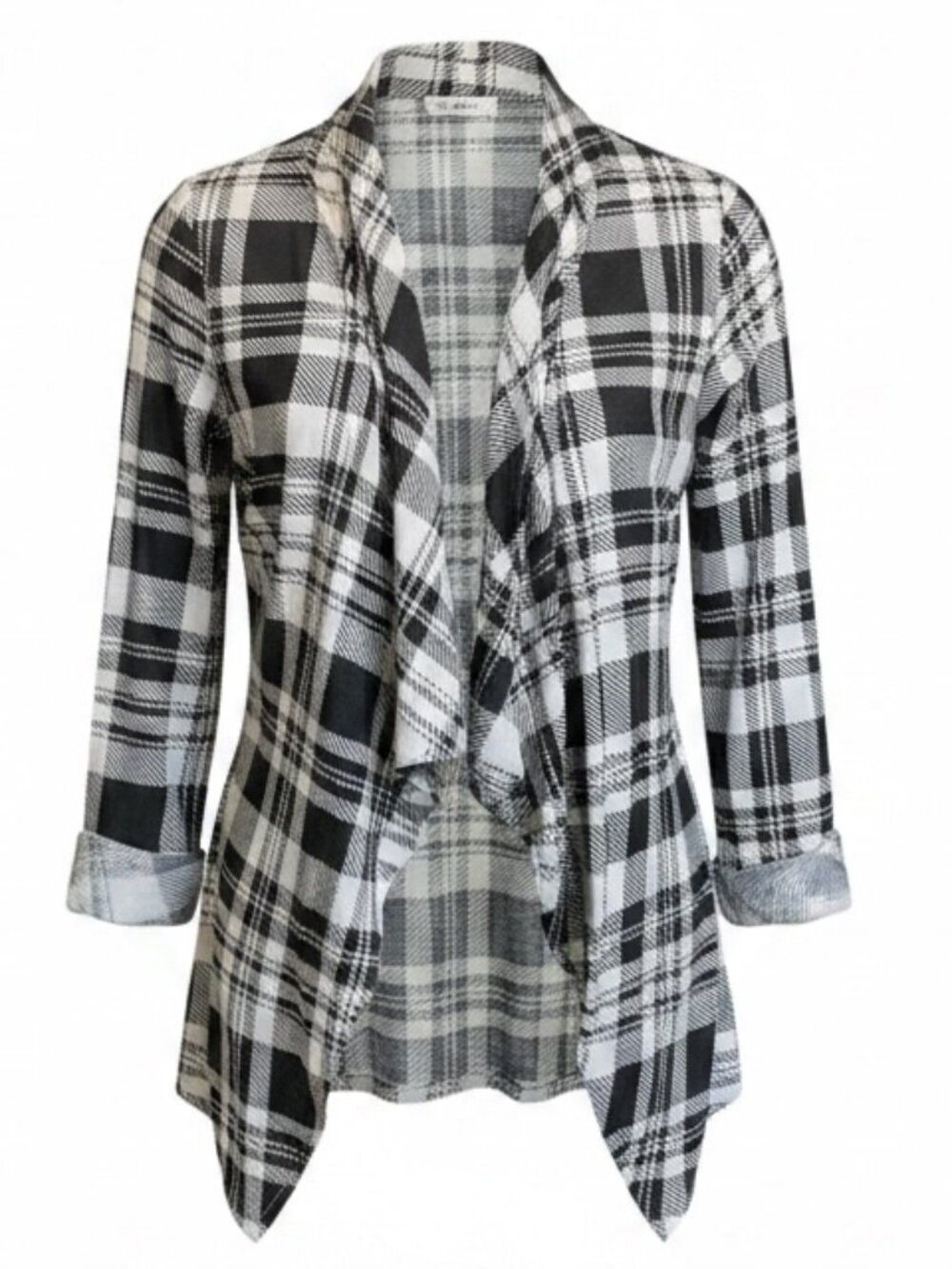 New York Laundry Plaid Duster‎ Cardigan L Black & White L #18J